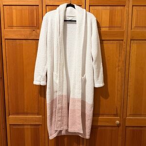 Barefoot Dreams Cozy Chic White Pink Stripe Ombré Robe